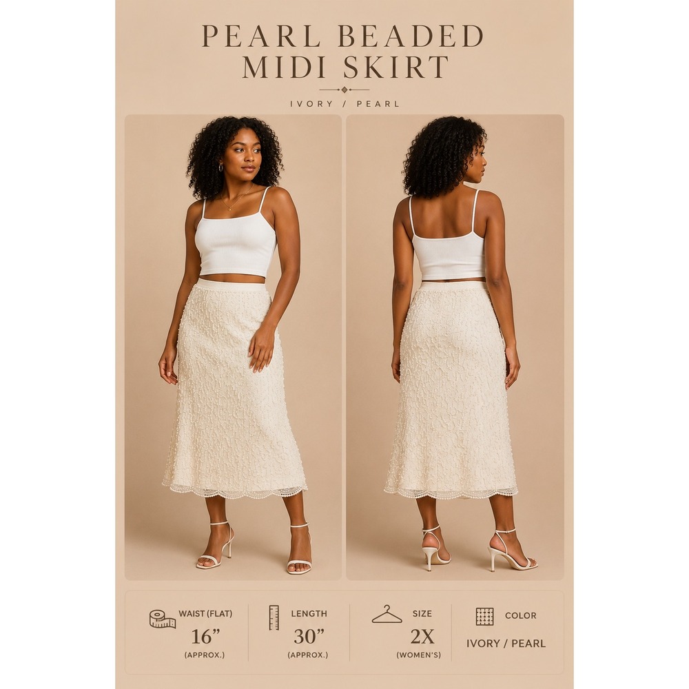 Vintage 100% Silk Pearl Beaded‎ Tube Top Cream Strapless Bridal Evening 2X